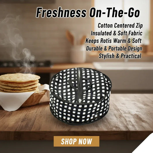 Pack Of 2 - Roti Basket Circle – Roti Chapati Box with Zipper Cover
